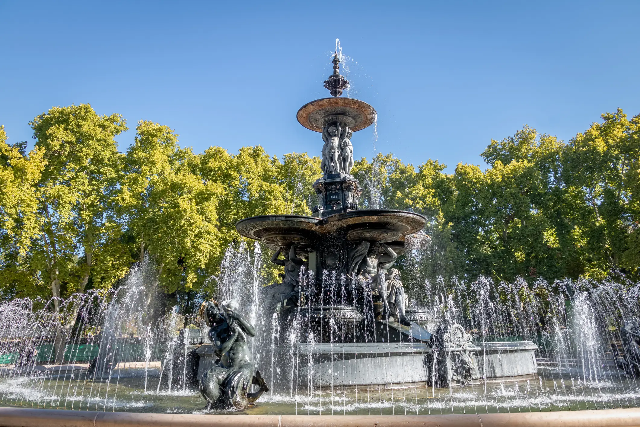 Argentinien, Mendoza Brunnen der Kontinente an General San Martin Park in Mendoza, Argentinien.