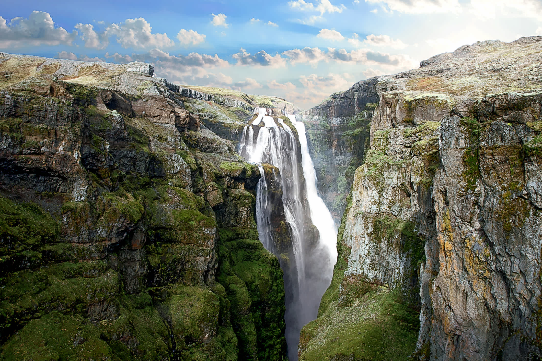 A gorge inside the Glymur waterfall, Botnsdalur, Hvalfjörður, Iceland

