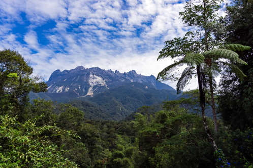 Schöne Aussicht auf den Mount Kinabalu, den höchsten Berg Malaysias