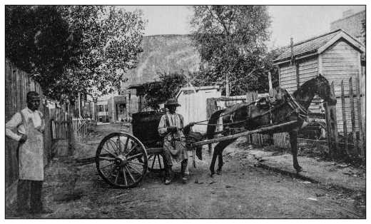 Ancienne photo en noir et blanc représentant une scène de Louisiane, aux États-Unis
