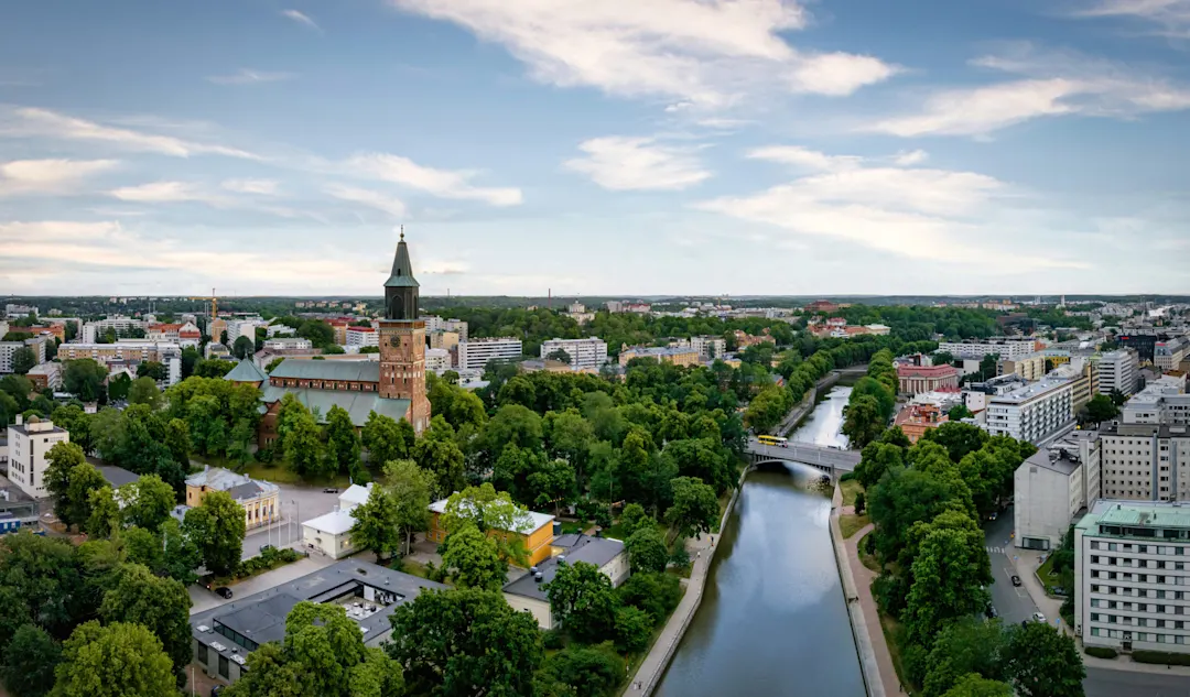 Turku, Finnland, Stadt, Luftaufnahme, Sommer

