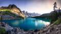 Magnifique panorama sur le Lac Moraine à la couleur turquoise que vous pourrez découvrir pendant votre séjour à Banff en Alberta (Canada).