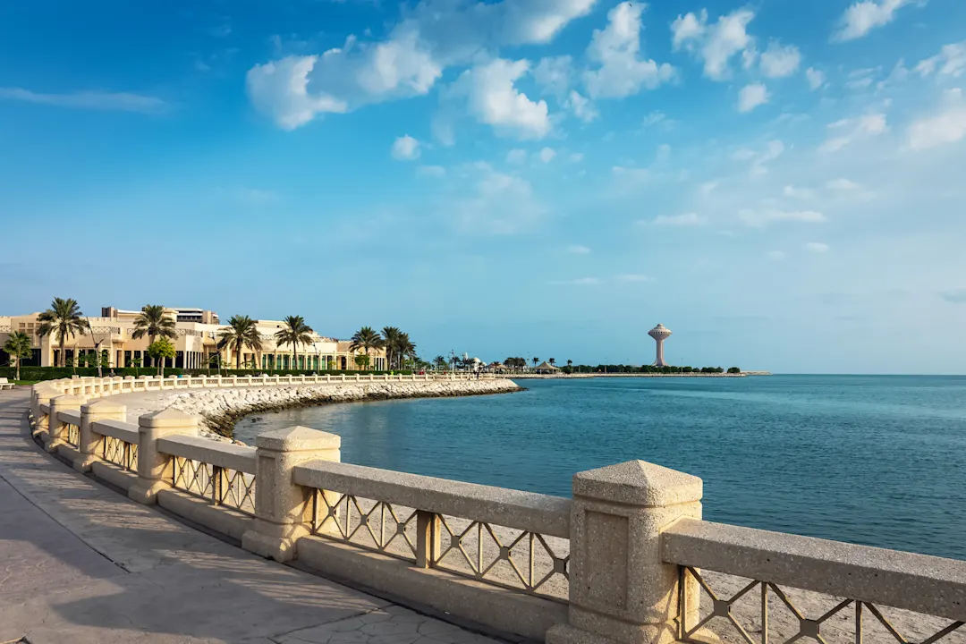 Saudi-Arabien, Dammam Morgenansicht von Al Khobar Corniche, Dammam, Saudi-Arabien.