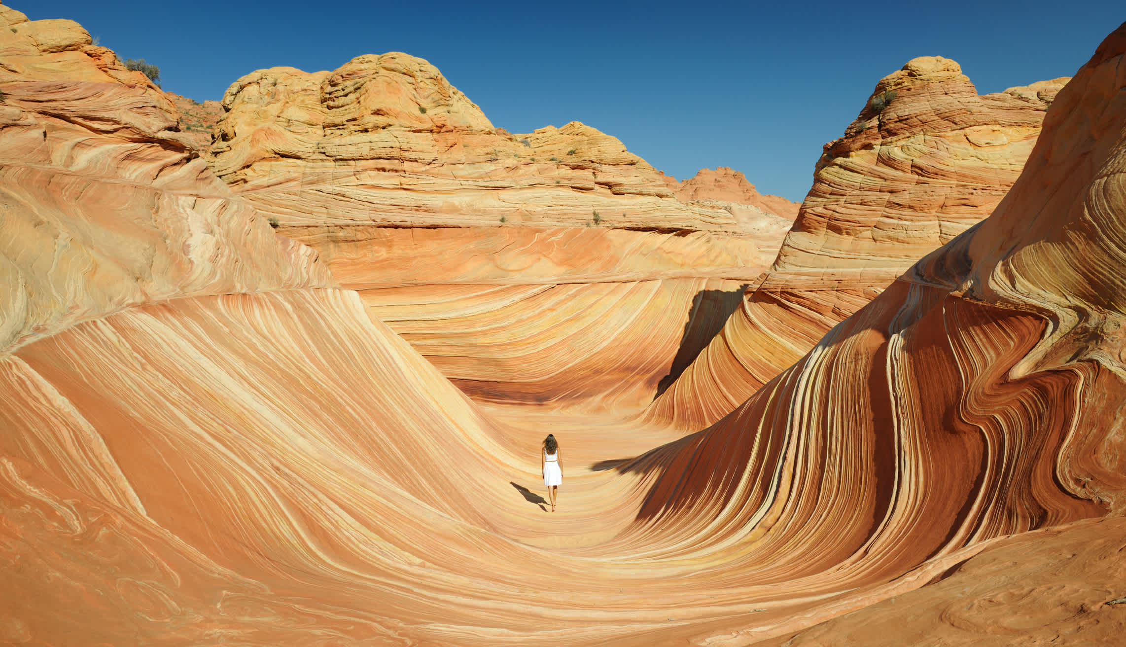 Un ranger fait une promenade dans le grès de Wave, Australie occidentale