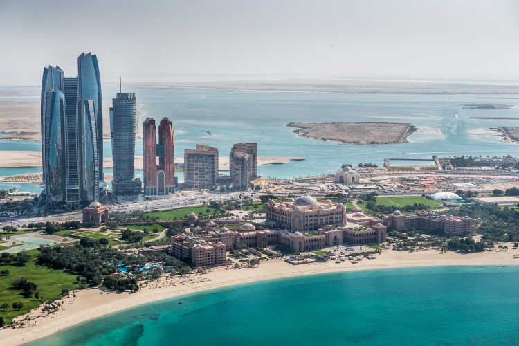Abu Dhabi Bereich Blick vom Hubschrauber