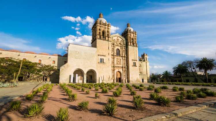 View of the Santo Domingo de Guzman church in Oaxaca Mexico