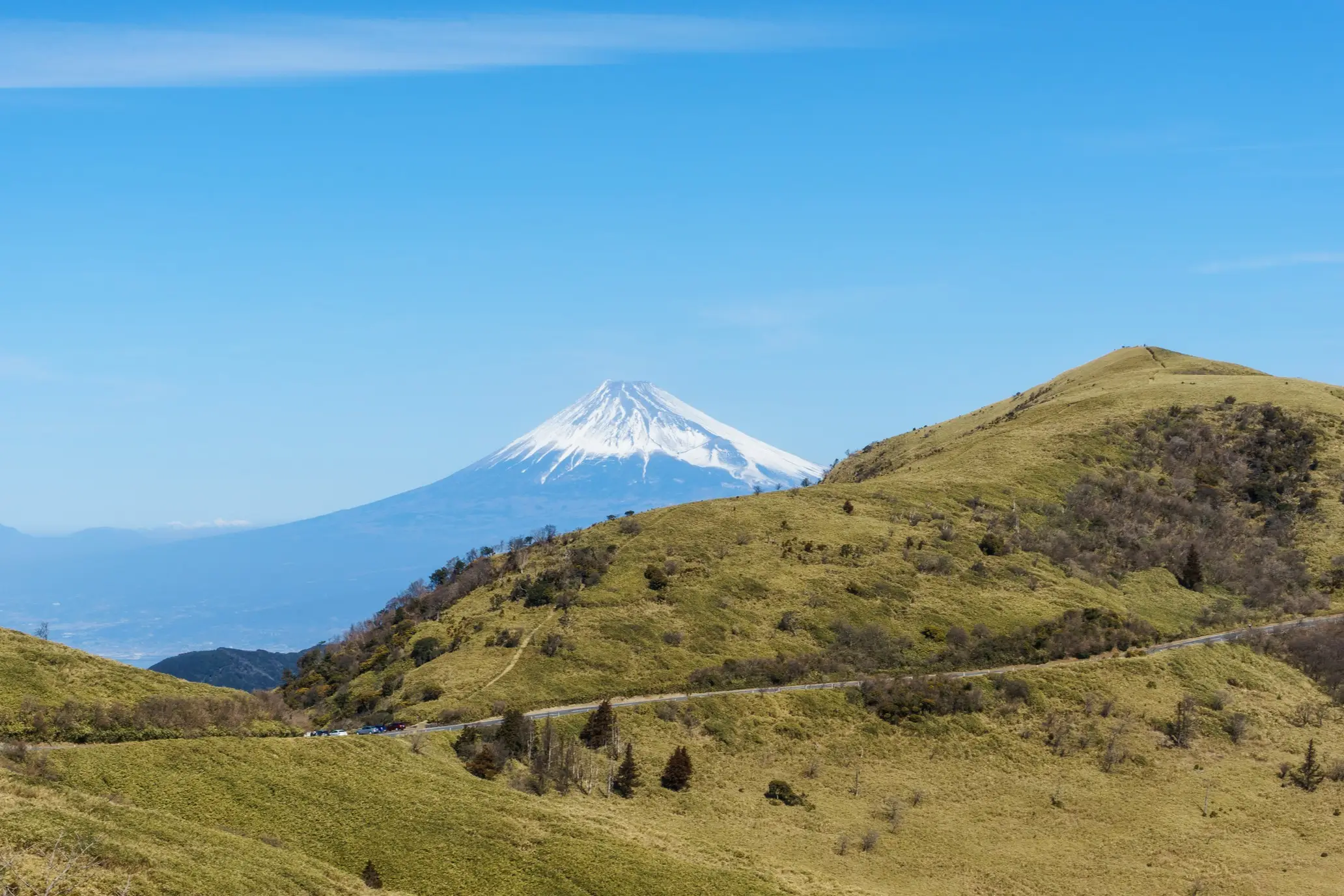 Japan, Izu Skyline Bergstrecke mit Blick auf den Mt. Fuji