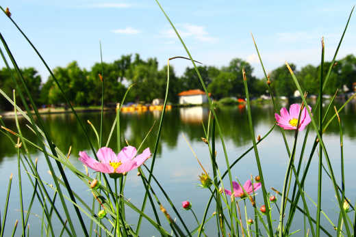 Vue sur Smith Lake dans le Washington Park à Denver, Colorado