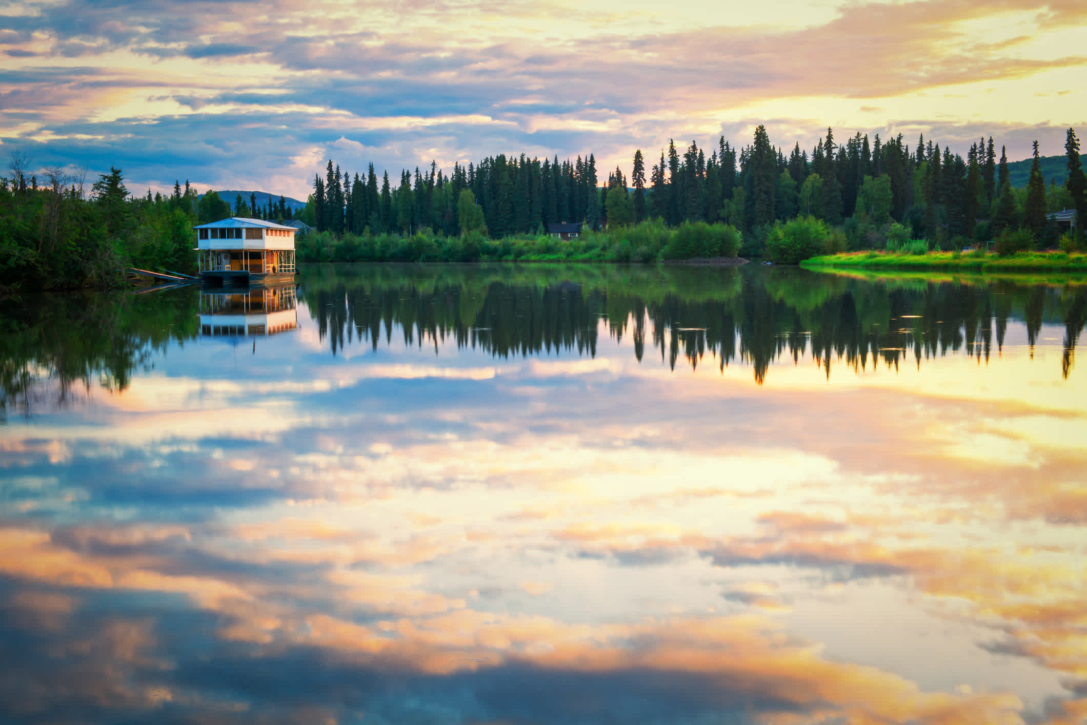 Coucher de soleil à Fairbanks en Alaska