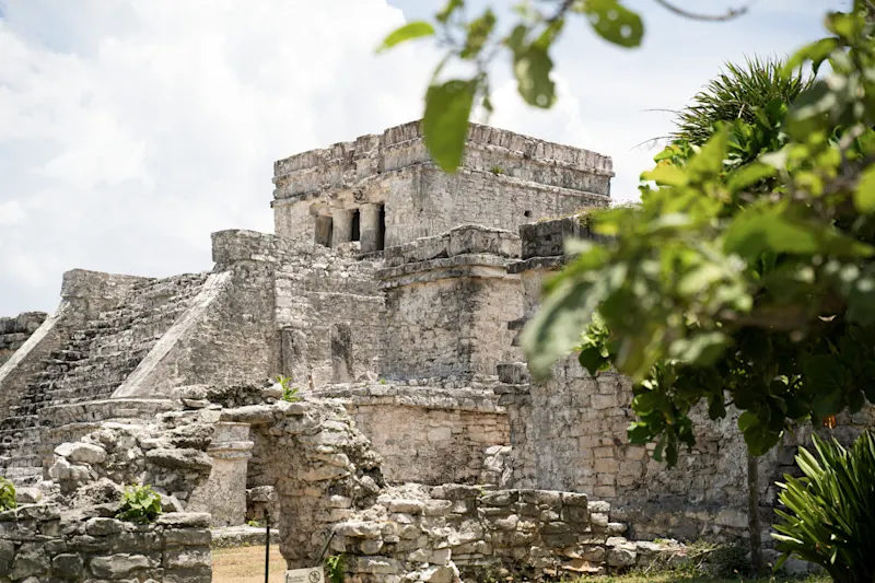 Mexiko, Yucatan, Tulum Eine Ruine bei Tulum in Yucatan in Mexiko.