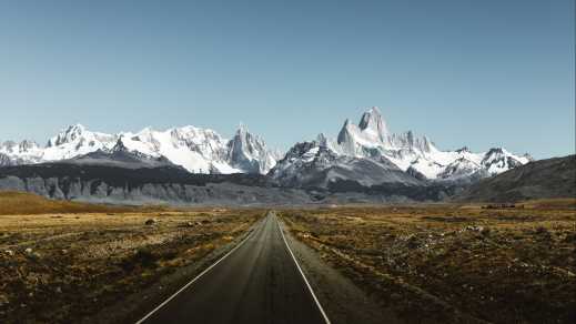 Blick auf die Straße nach Fitz Roy in Patagonien, Argentinien. 