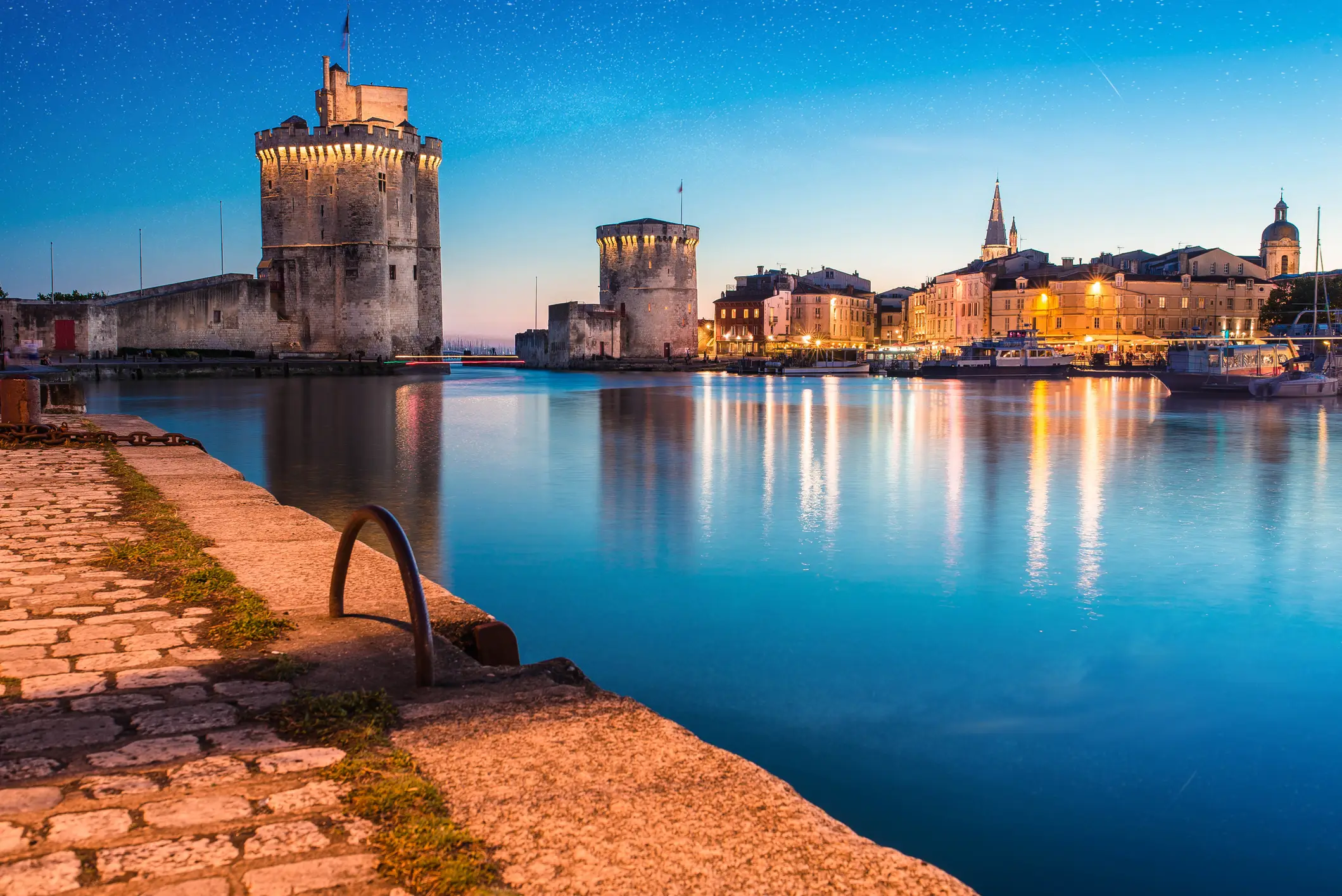 Sunset over the city of La Rochelle in France 