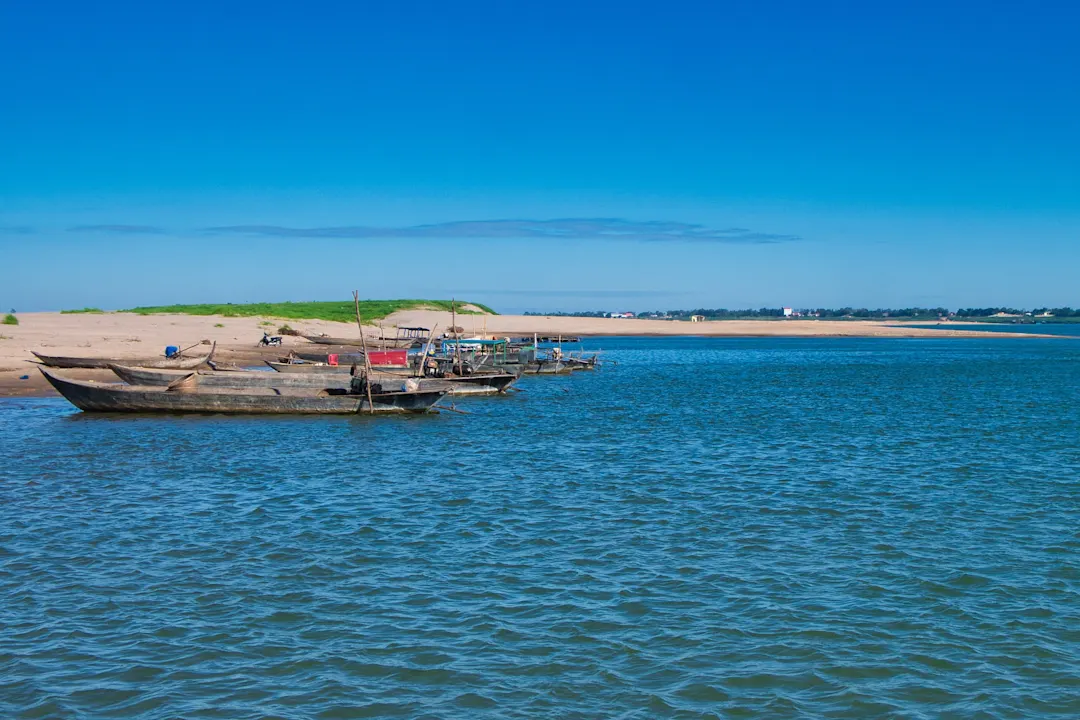 Kambodscha, Kratie, Koh Trong Der Strand auf Koh Trong Insel im Mekong bei Kratie, Kambodscha