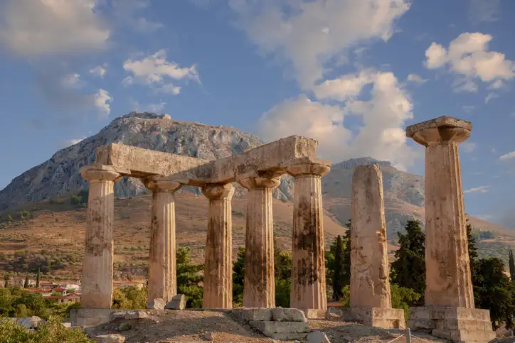 Europe Grece Peloponnese Corinth Visit the famous ruins of Corinth during your vacation in the Peloponnese.