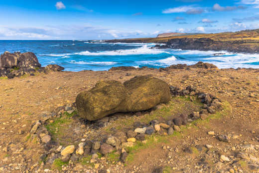 View of the Landscape of Ahu Akahanga on Easter island