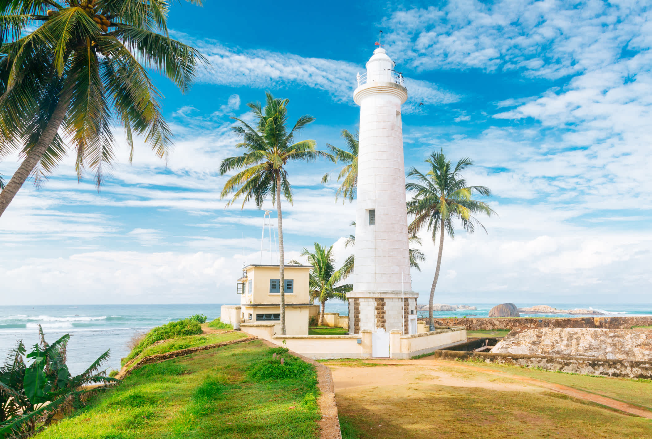 Panorama von Galle Fort mit einem Leuchtturm, Sri Lanka.