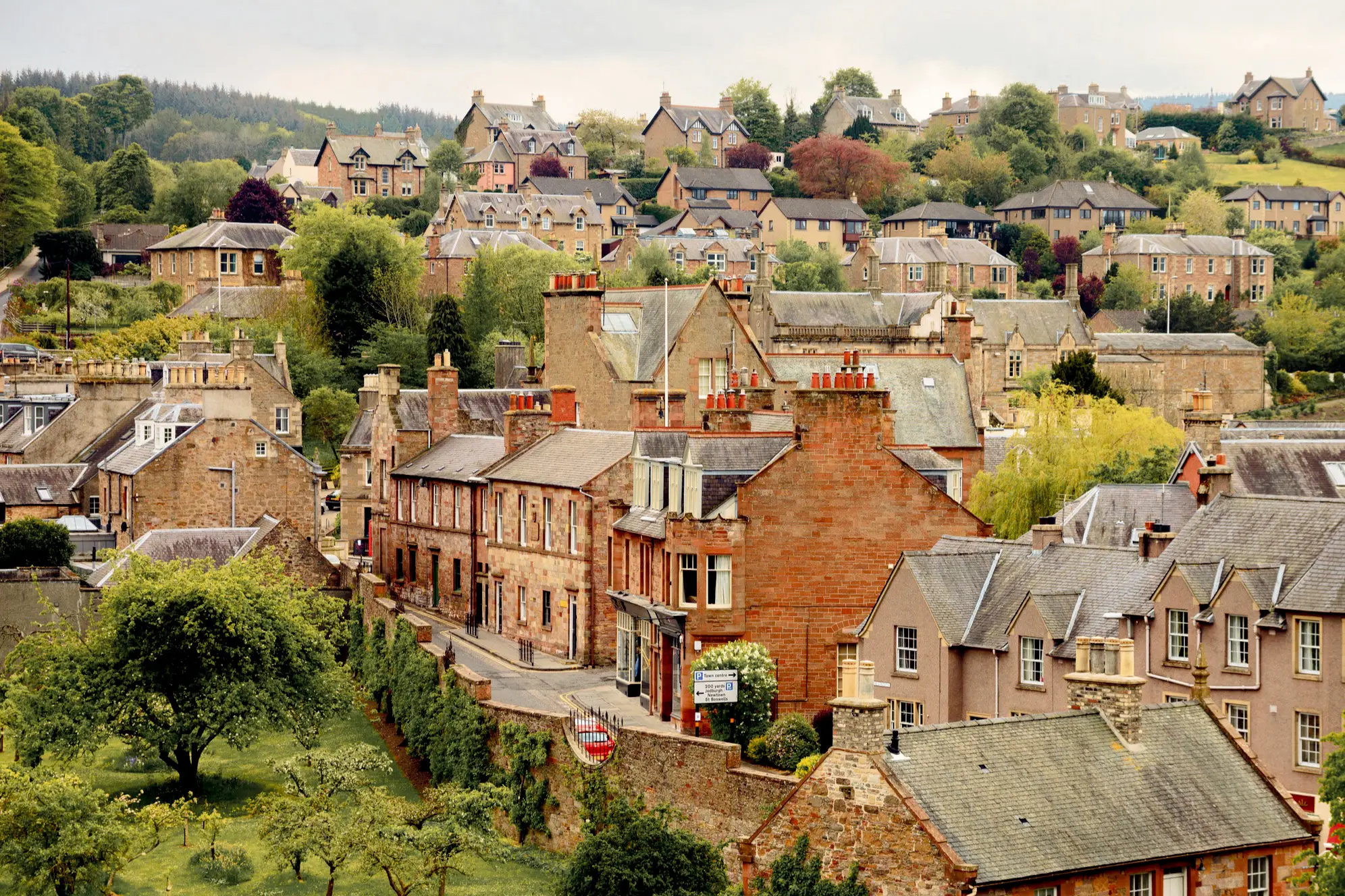 Panorama of Melrose, Scottish Borders, Scotland.

