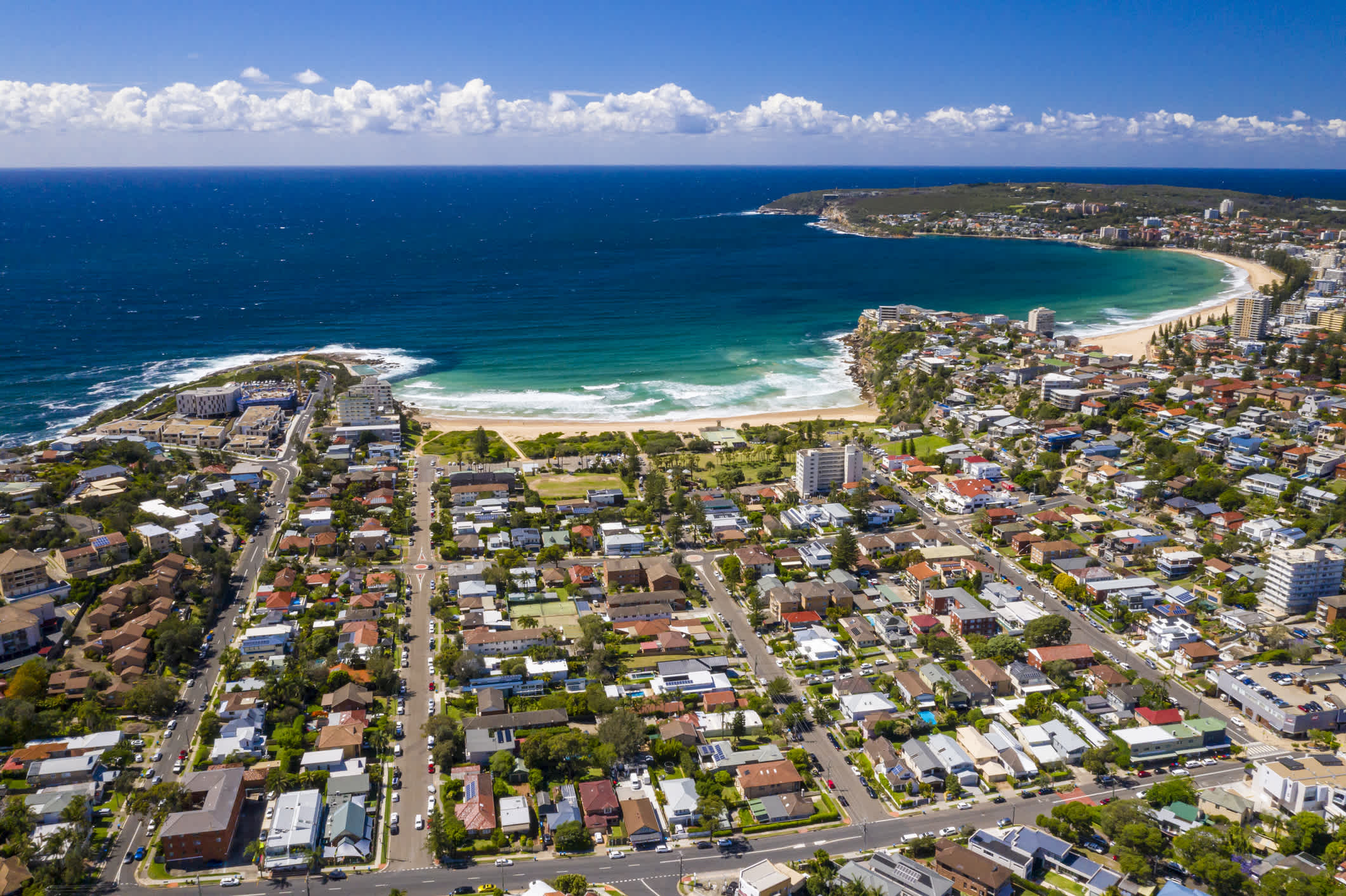 Vue aérienne de Manly Beach au nord de Sydney, Australie.