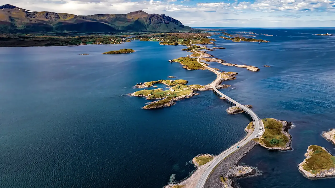 Norvège, détroit de l'Atlantique Vue aérienne du détroit de l'Atlantique en Norvège