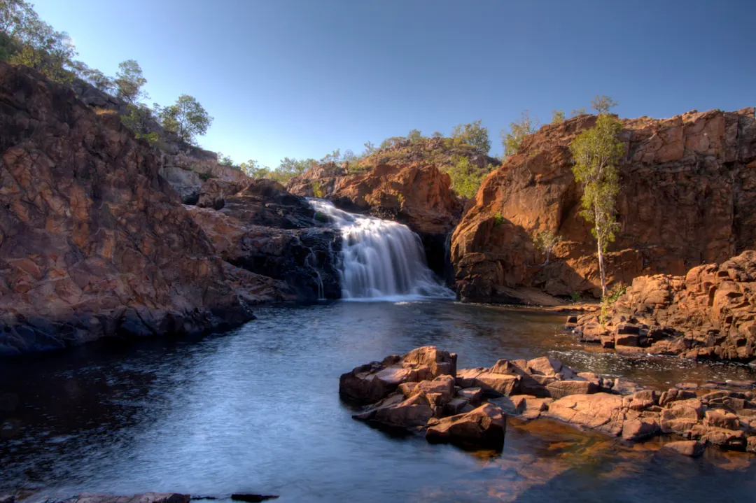 Die Edith Falls im australischen Nitmiluk-Nationalpark, Northern Territory, Australien. 

