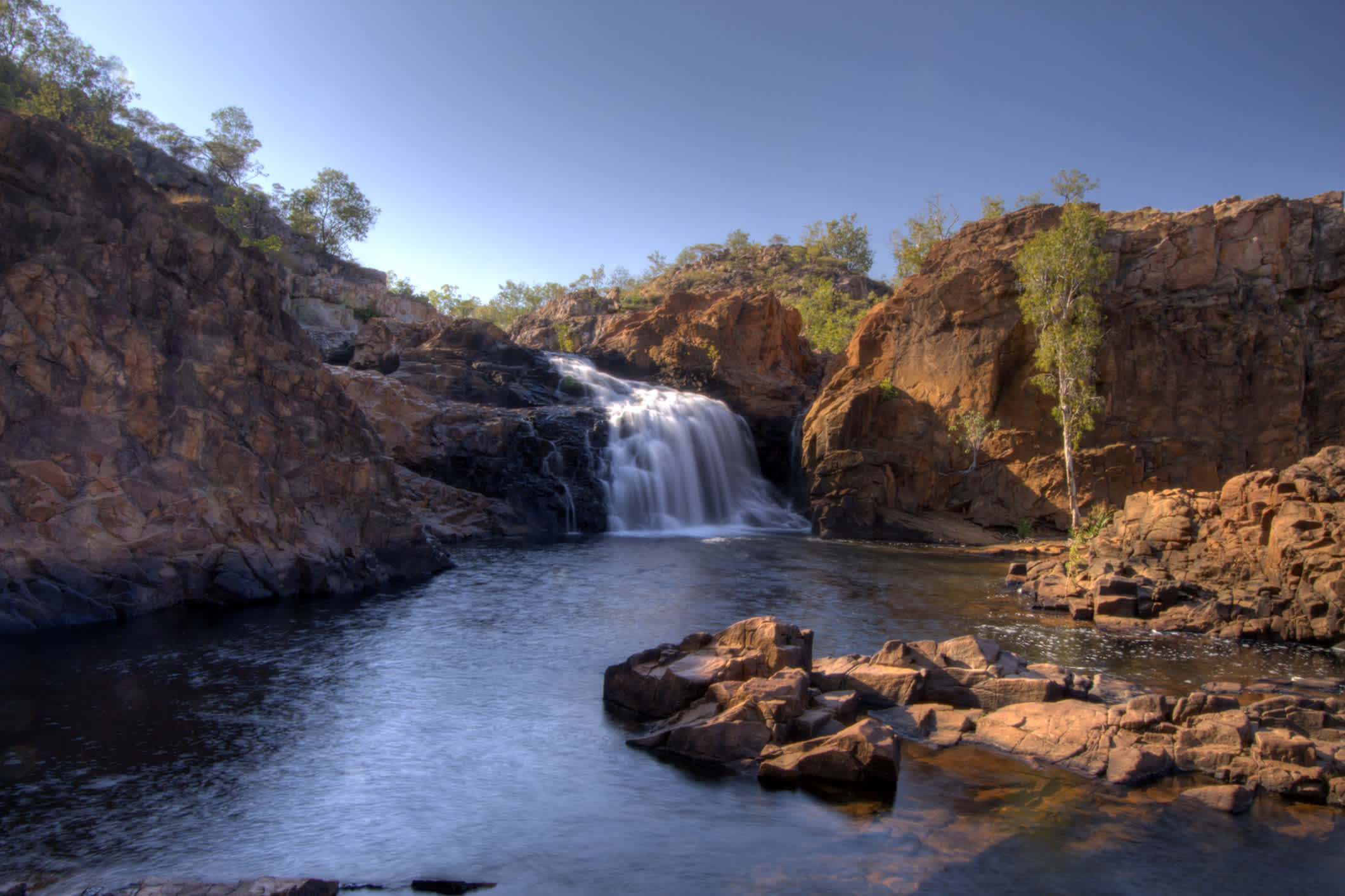 Les chutes Edith Falls dans le parc national australien de Nitmiluk, Territoire du Nord, Australie.

