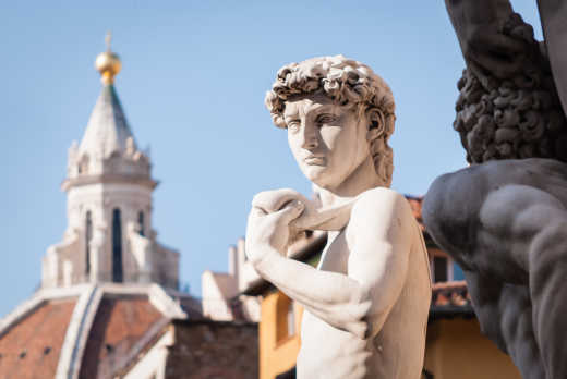 Die David-Skulptur von Michelangelo in Florenz, Italien.

