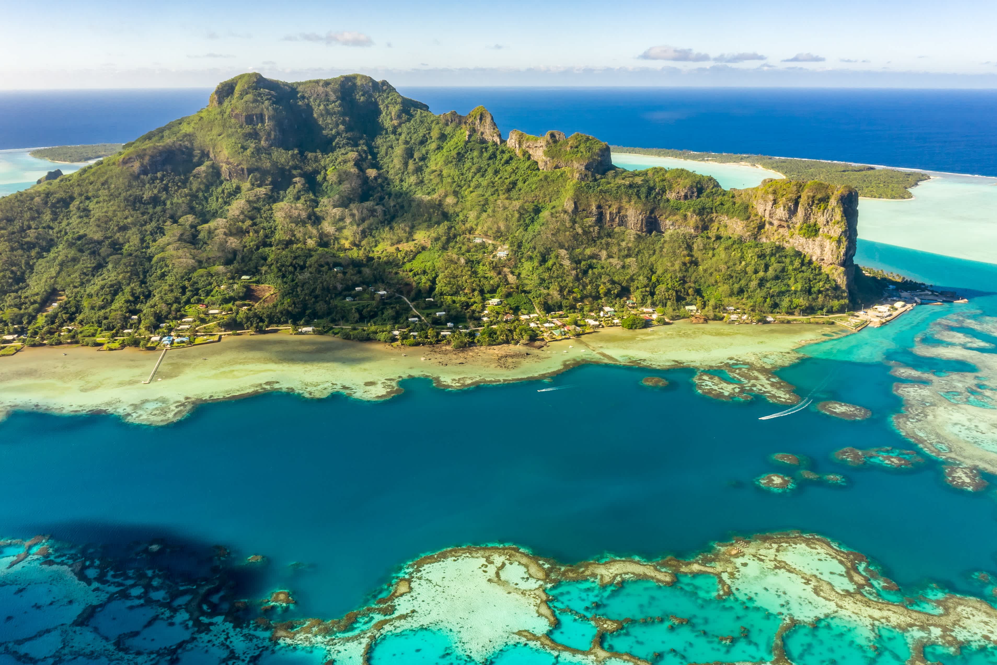 Maupiti Island, Französisch-Polynesien, Luftaufnahmen, Urlaubsziel, Südpazifik