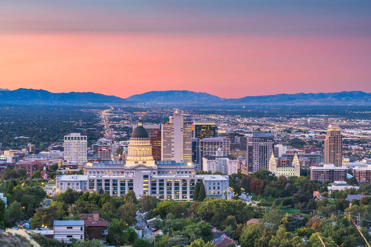 Blick auf die Skyline von Salt Lake City in den USA