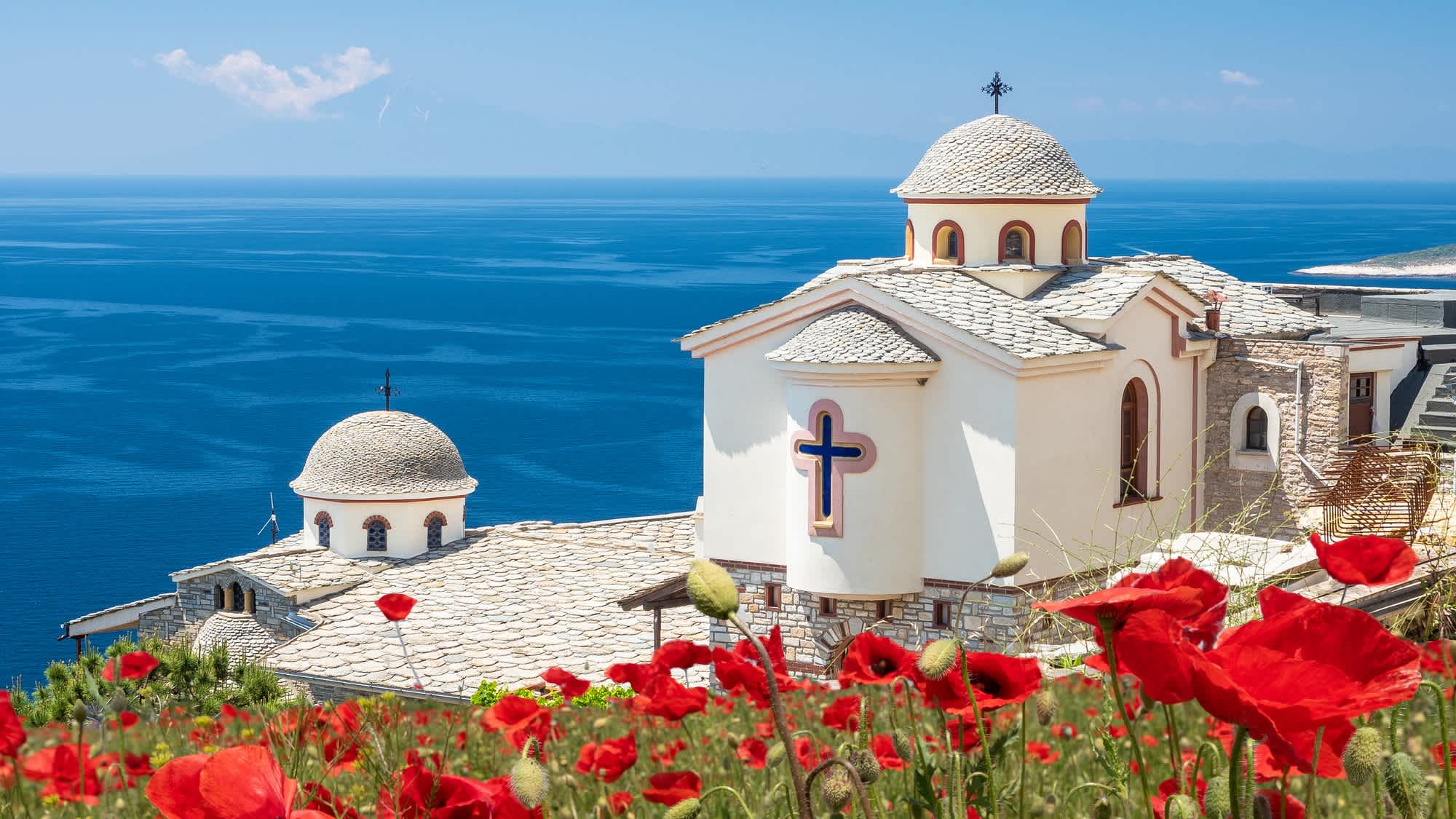 Der Landschaft mit dem Kloster des Erzengels Michael, Griechenland, Thassos.