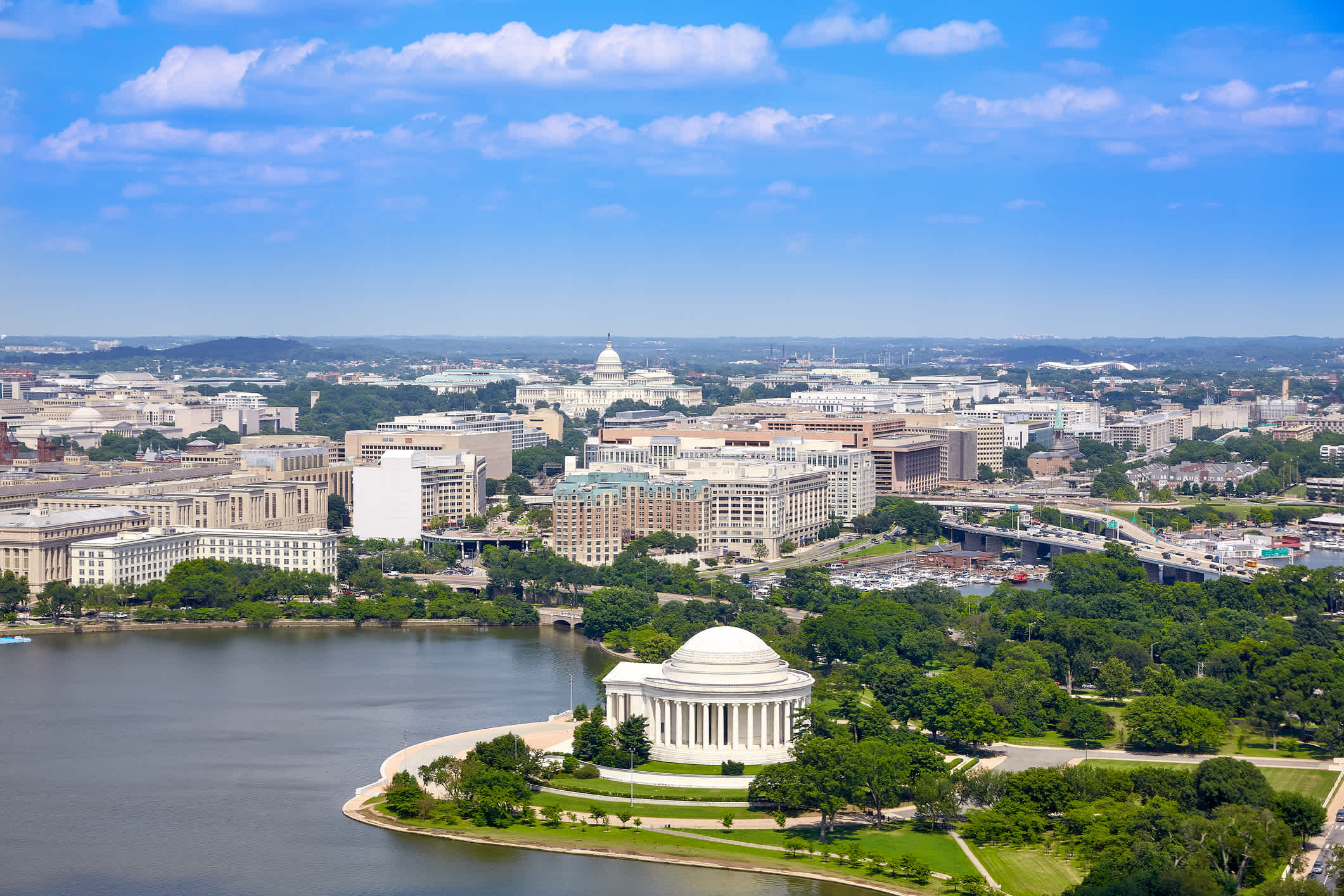 Vue aérienne sur la ville de Washington D.C., aux États-Unis
