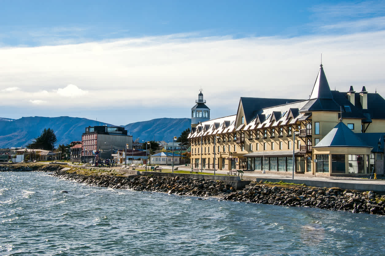 Harbour at Puerto Natales, Patagonia, Chile. 