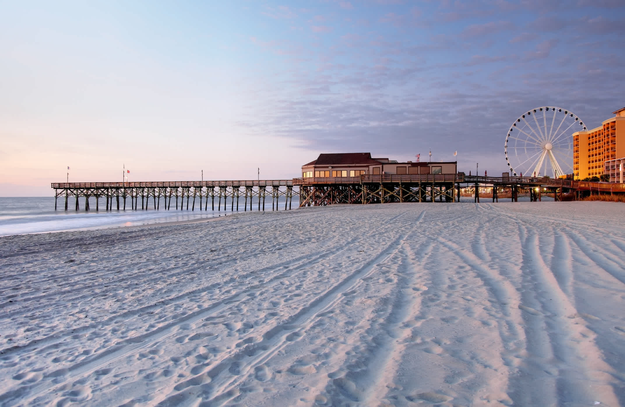 Plage de sable blanc lors de vacances à Myrtle Beach en Caroline du Sud organisées par Tourlane