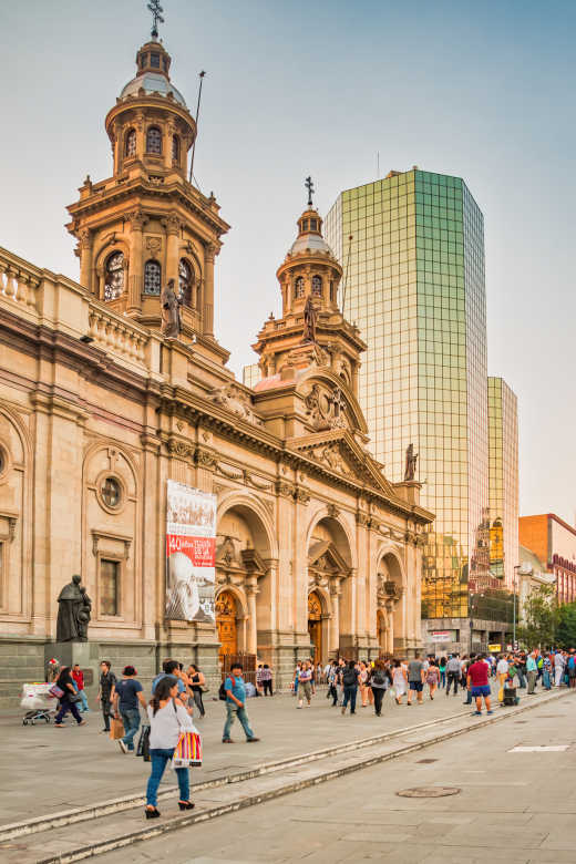 View of the Metropolitan Cathedral of Santiago in Chile