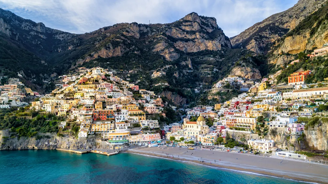 Italien, Amalfiküste, Positano Luftaufnahme des Positanos, Amalfiküste, Italien