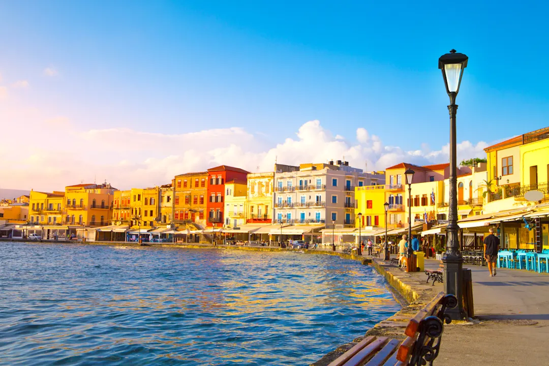 Griechenland, Chania, Hafen Blick auf den alten Hafen von Chania, Kreta, Griechenland