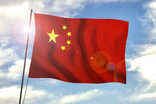 Zwaaien met de Chinese vlag op de mast
