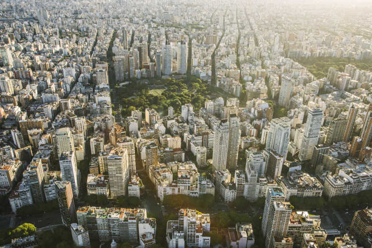 Discover the skyline of Buenos Aires, here viewed from above, on a Buenos Aires vacation