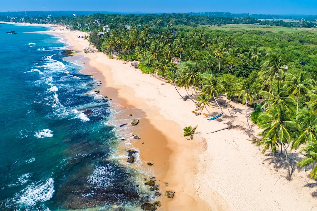 Luftaufnahme von Tangalle-Strand in Sri Lanka. 