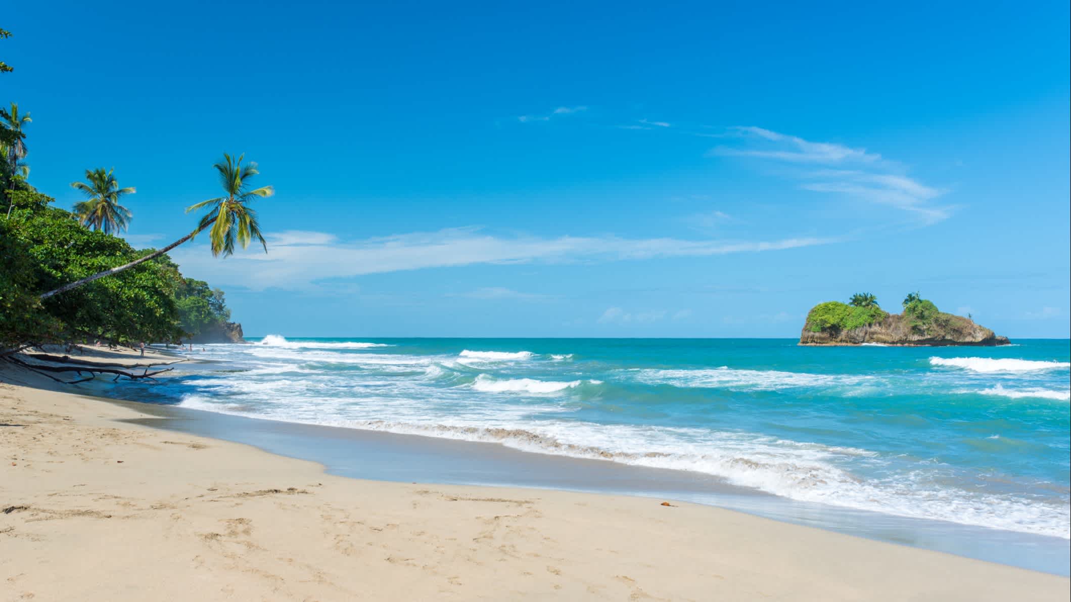 Blick auf den Playa Cocles in der Nähe von Puerto Viejo, Costa Rica.

