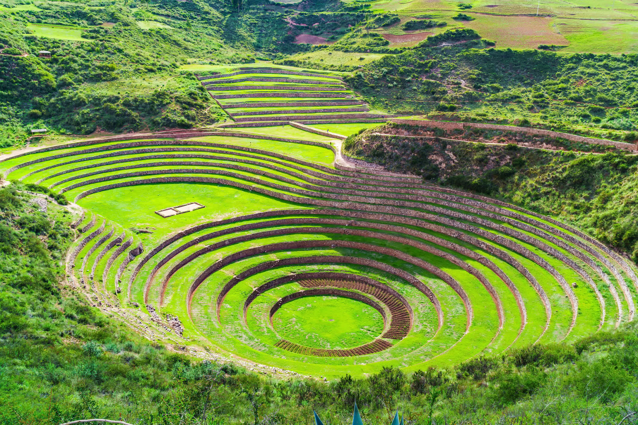 Moray, das landwirtschaftliche Labor der Inkas im Heiligen Tal der Inkas in Peru.
