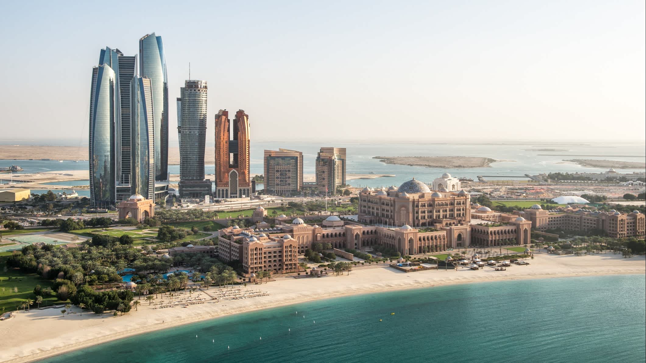 Die Luftaufnahme von Abu Dhabi, VAE. 