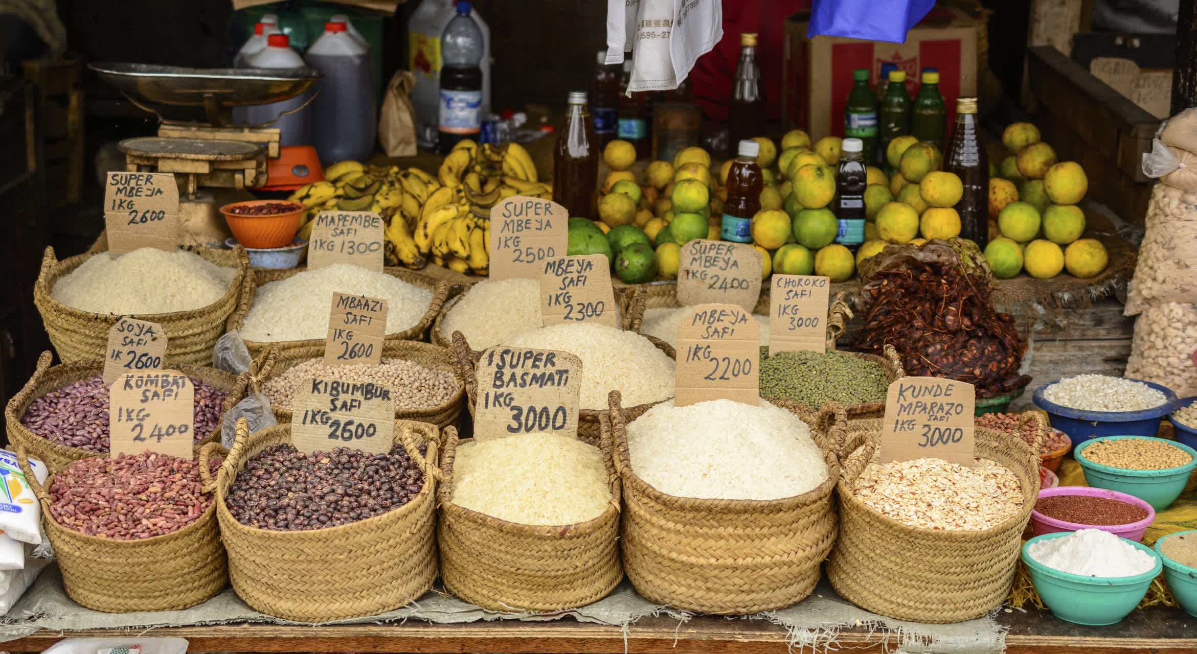 Traditionelle Lebensmittel-Markt in Tansania, Afrika.