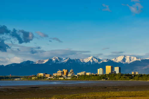 Vue sur la ligne d'horizon d'Anchorage en Alaska