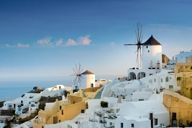 View of Oia the most beautiful village of Santorini island in Greece