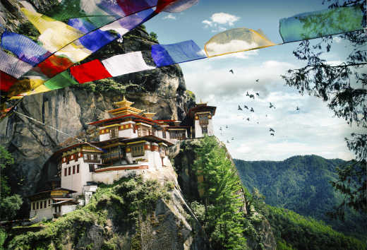 Monastery in the tiger cave in Bhutan