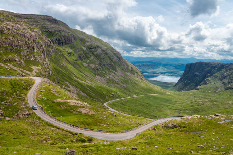Top of Bealach na Ba, hoher schottischer Gebirgspass, Highlands of Scotland, Vereinigtes Königreich.
