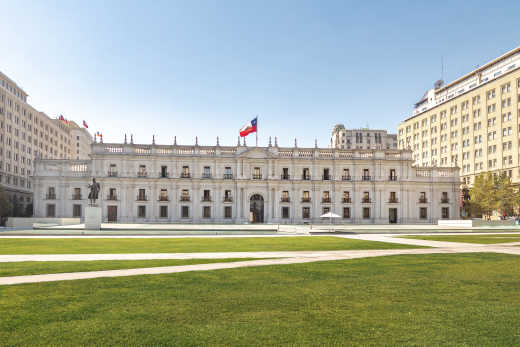 View of the Palacio de La Moneda in Santiago de Chile