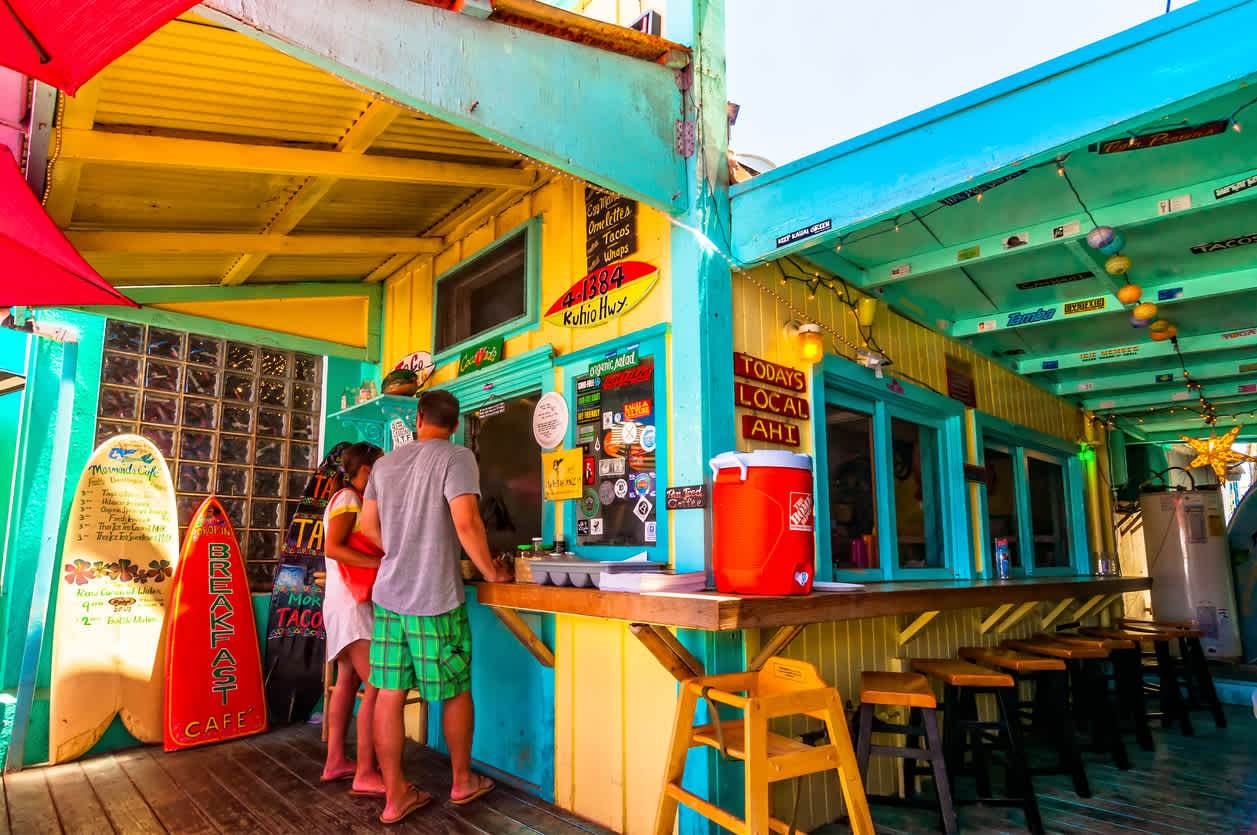 La ville colorée de Kapaa sur l'île hawaïenne de Kauai.