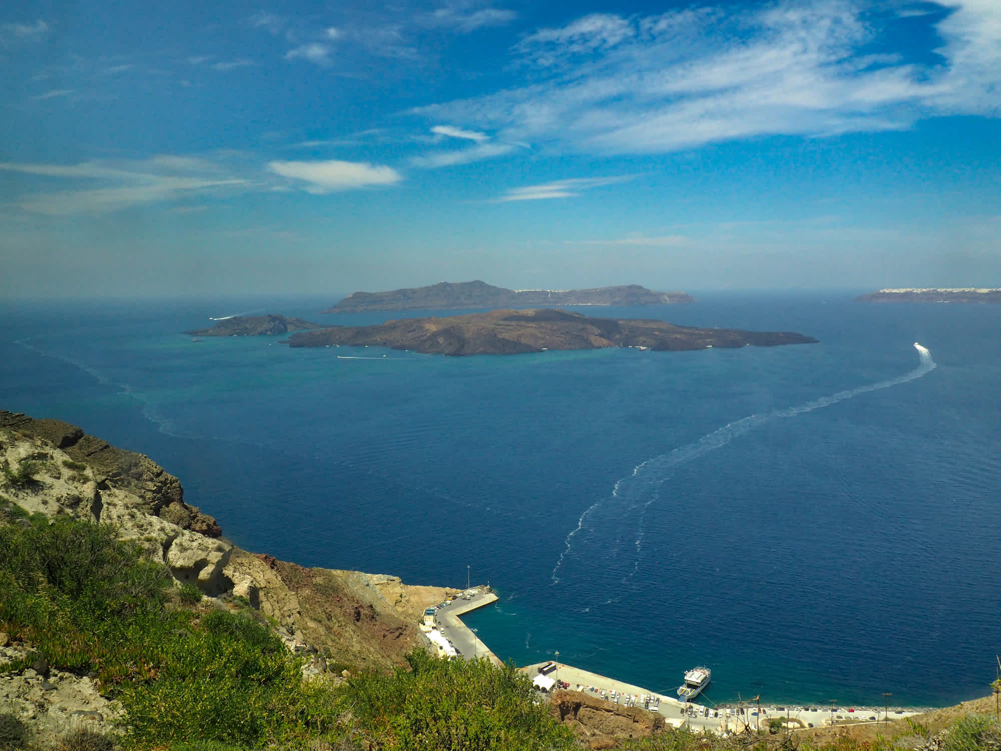 Beautiful view on the sea of Santorini island in Greece