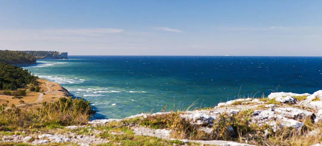Provinz Gotland, Visby, Schweden, Strand, Landschaftspanorama

